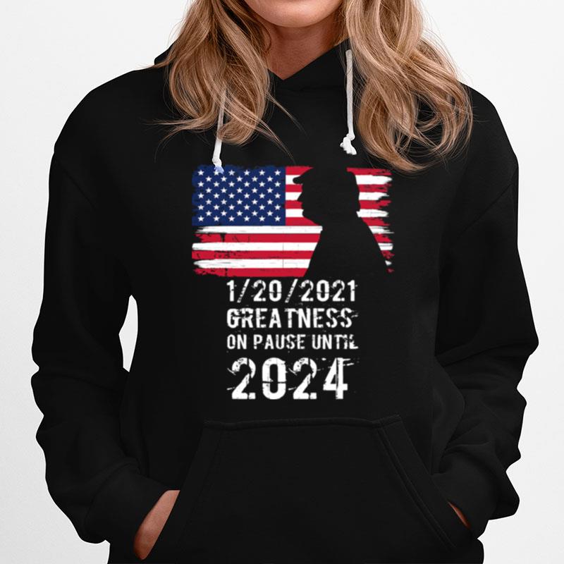 01202021 Greatness On Pause Until 2024 Pro Donald Trump Usa Flag Hoodie