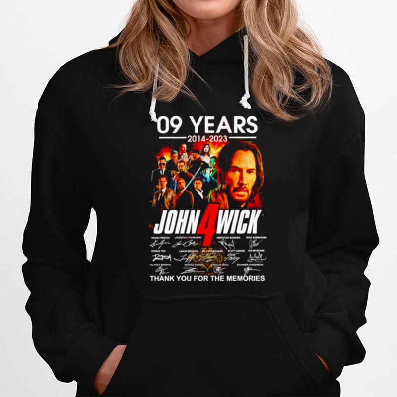 09 Years Of John Wick 2014 2023 Thank You For The Memories Signatures Hoodie