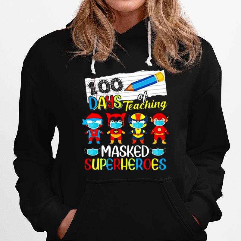 100 Days Of Teaching Masked Superheroes Virtual Teacher T-Shirt