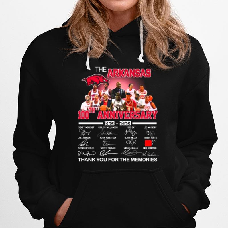100Th Anniversary 1923 2023 The Arkansas Thank You For The Memories Signatures Hoodie
