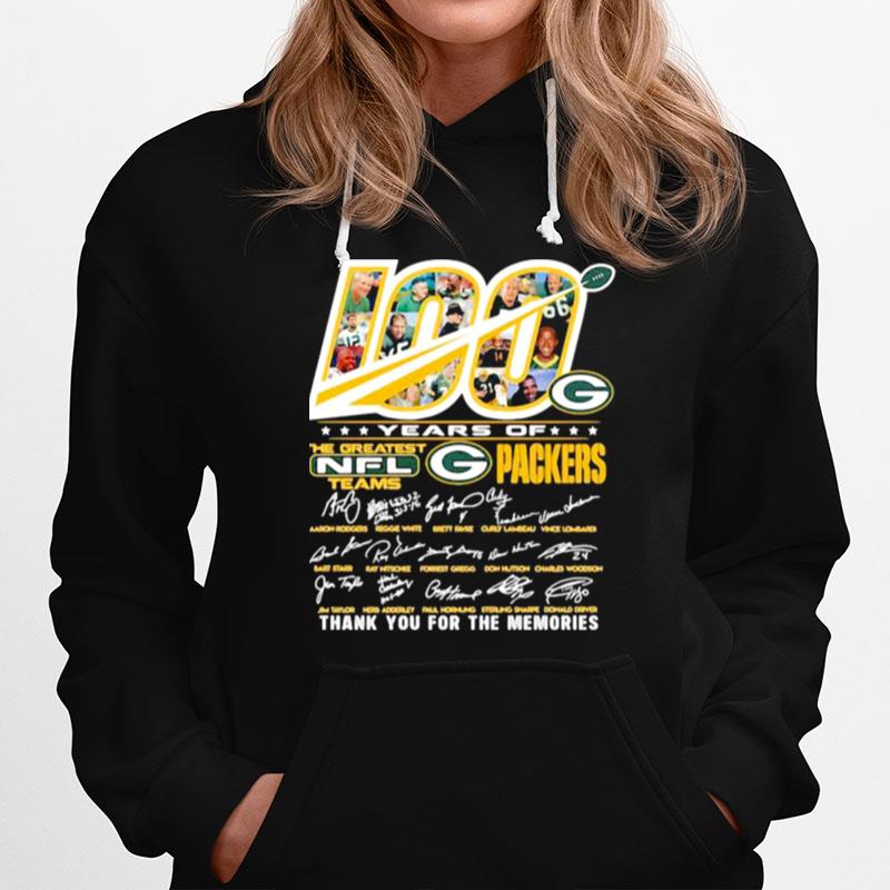100 Years Of The Greatest Nfl Teams Packers Thank You For The Memories Signature Hoodie