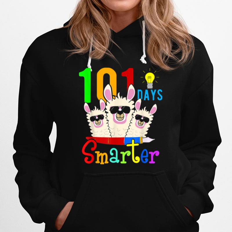 101 Days Smarter Teacher Llama Happy 100Th Day Of School T-Shirt