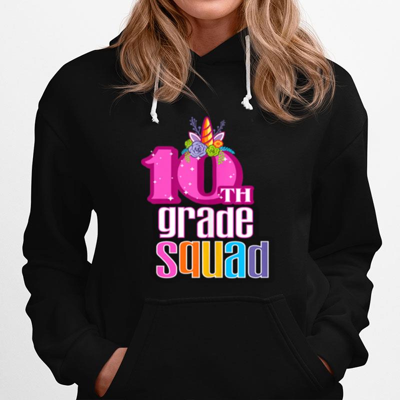 10Th Grade Squad Magical Unicorn Horn Floral Tenth Grader T-Shirt