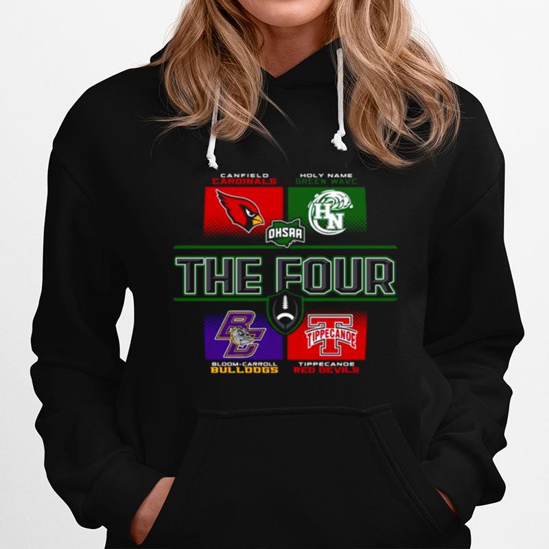 2022 Div Iii Football Semifinals The Four Canfield Cardinals Holy Name Green Wave Bloom Carroll Bulldogs And Tippecanoe Red Devils Hoodie