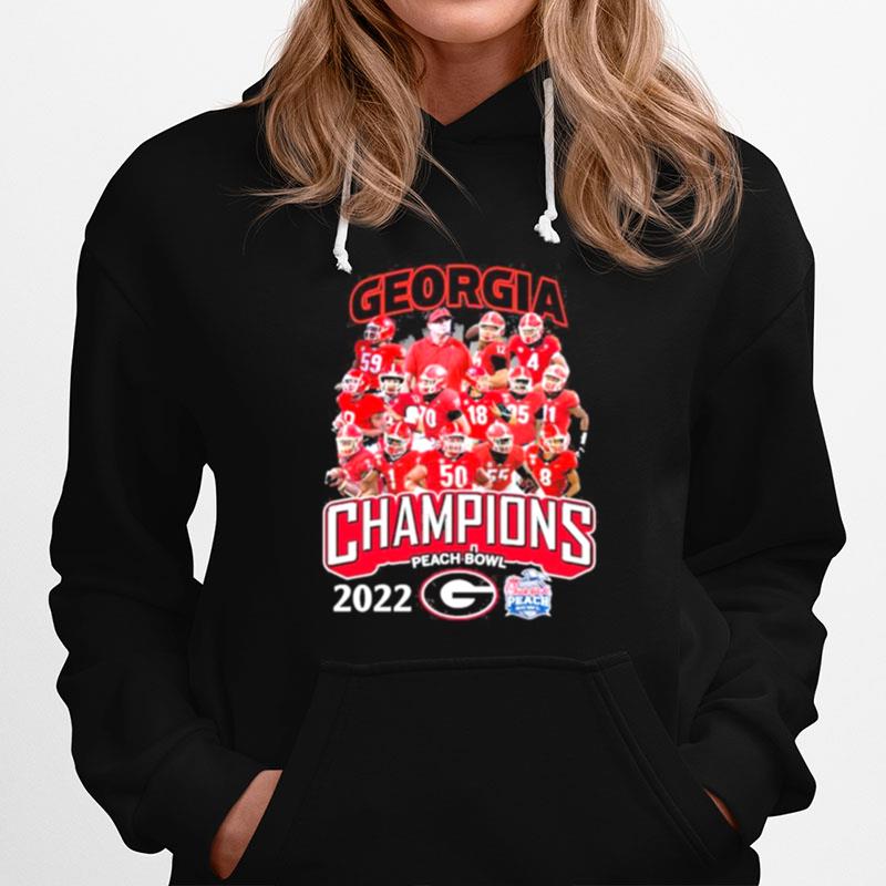 2022 Georgia Bulldogs Champions Peach Bowl Football T-Shirt