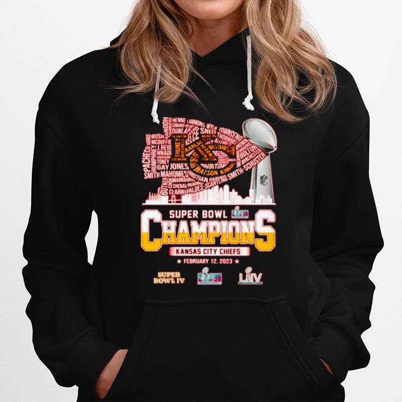 2023 Kansas City Chiefs Super Bowl Champions Nfl Name Players Skylines T-Shirt