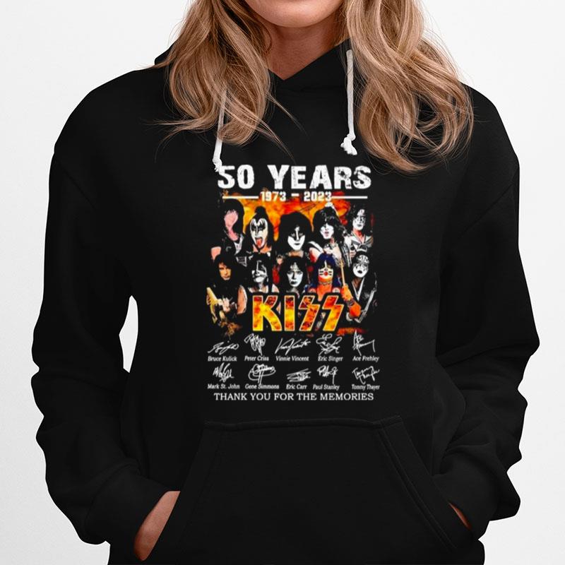 2023 Kiss Band 50 Years Thank You For The Memories Signatures Hoodie