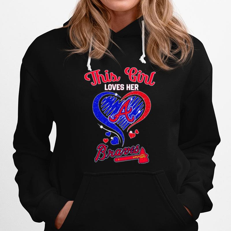 2023 This Girl Loves Her Atlanta Braves Diamond Heart T-Shirt