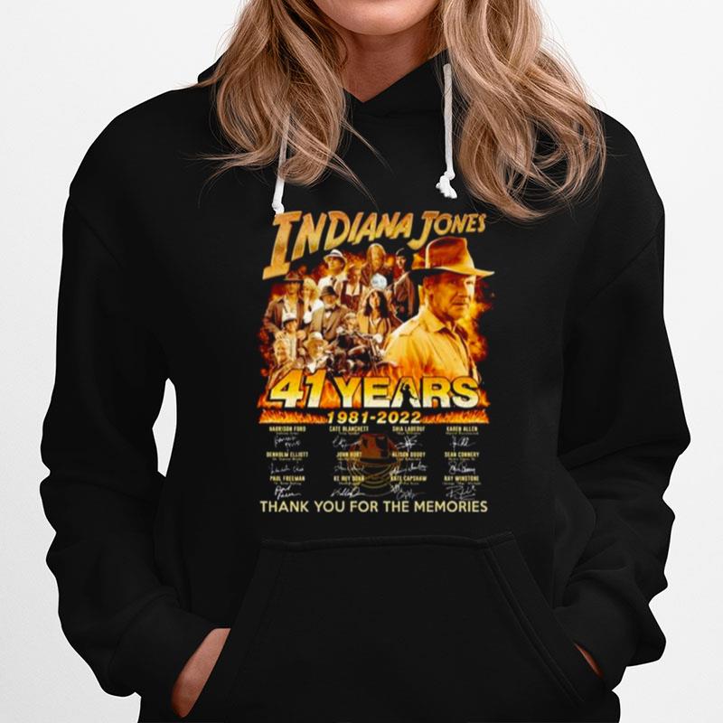 41 Years 1981 2022 Indiana Jones Thank You For The Memories Signatures T-Shirt