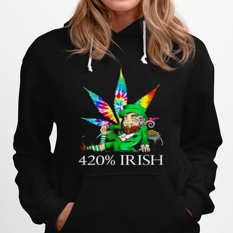 420 Irish Leprechaun Smoking Marijuana Leaf Tie Dye Patricks Day Pot Of Gold Coins T-Shirt