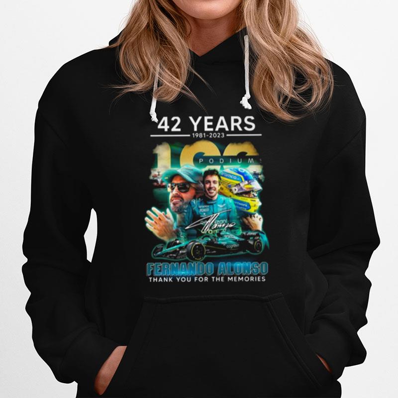 42 Years 1981 - 2023 Podiums Fernando Alonso Thank You For The Memories Signature Hoodie