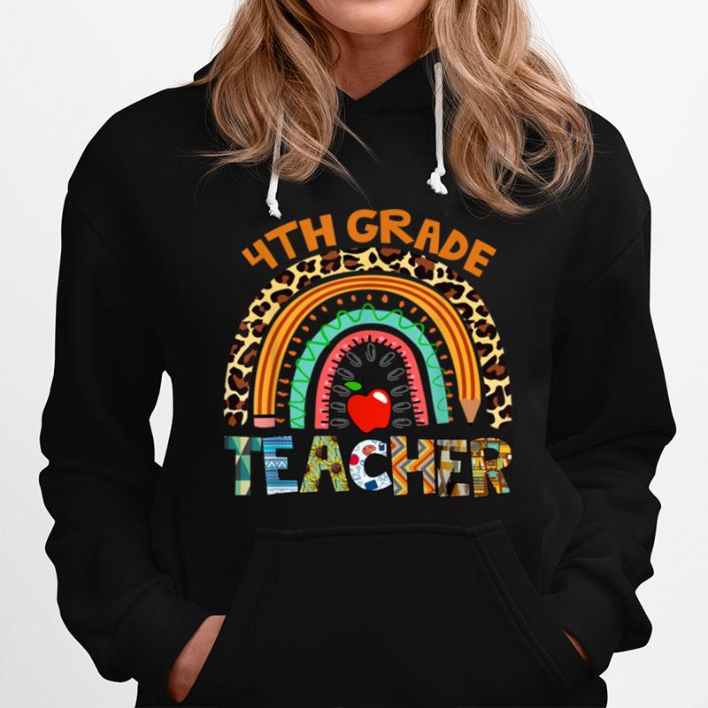 4Th Grade Teacher Rainbow Leopard Back To School T B0B45Kw8Ny T-Shirt