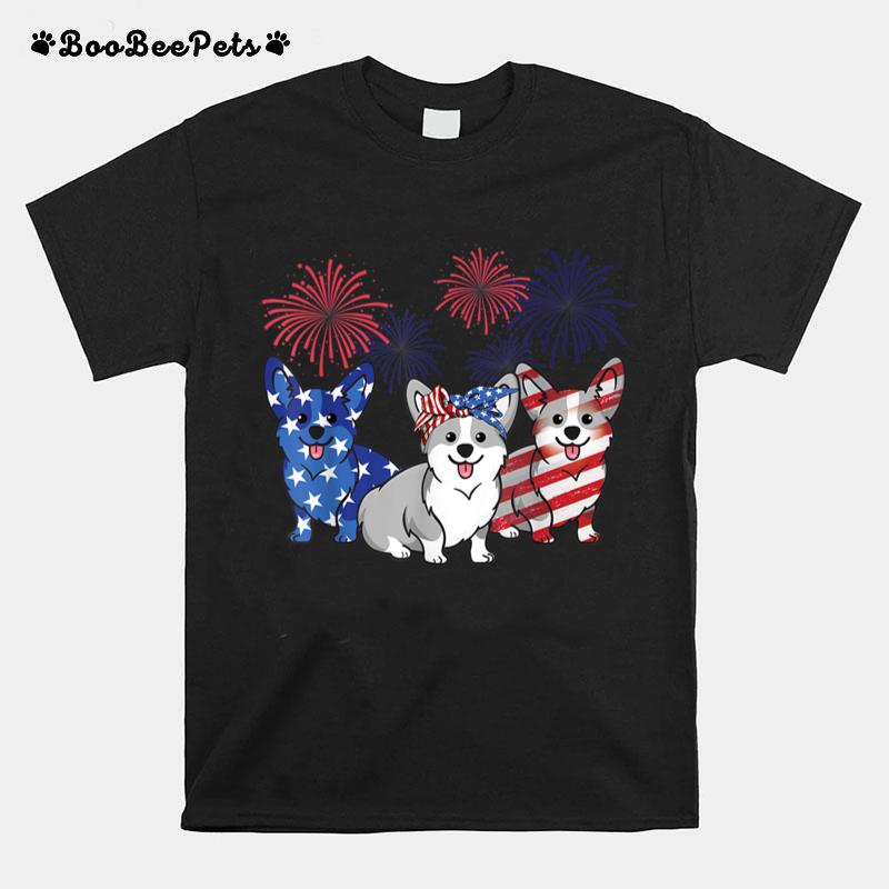 4th Of July American Flag Corgi Patriotic Dog Mens Womens T-Shirt