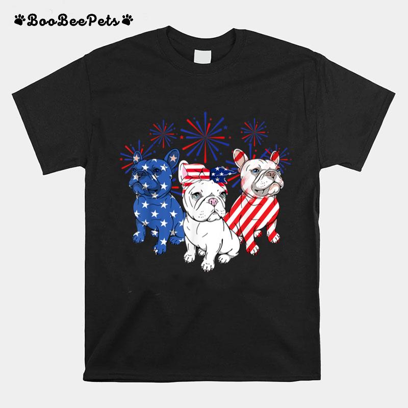 4th Of July American French Bulldog Us Flag Patriotic Dog T-Shirt