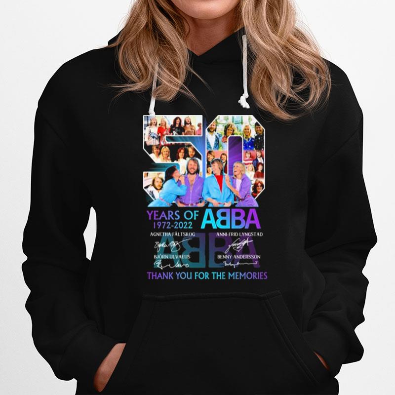 50 Years Of 1972 2022 Abba Signatures Thank You For The Memories Hoodie