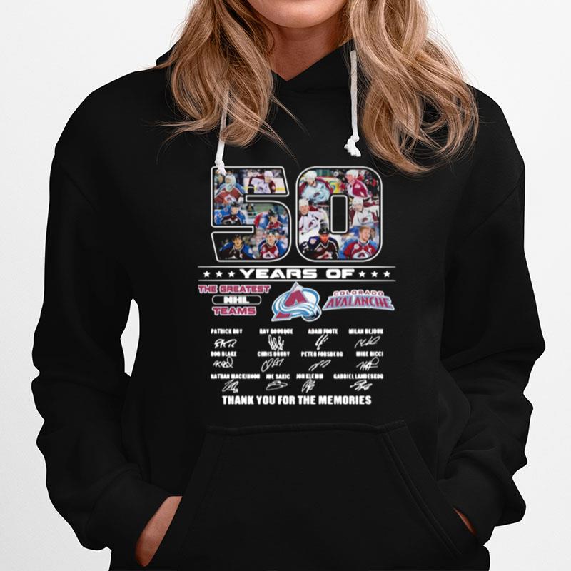 50 Years Of Colorado Avalanche The Greatest Nhl Teams Thank You For The Memories Signatures T-Shirt
