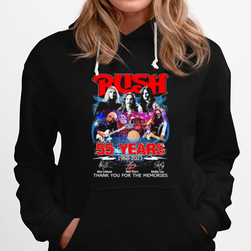 55 Years Rush Band 1968 2023 Signatures Thank You For The Memories Hoodie