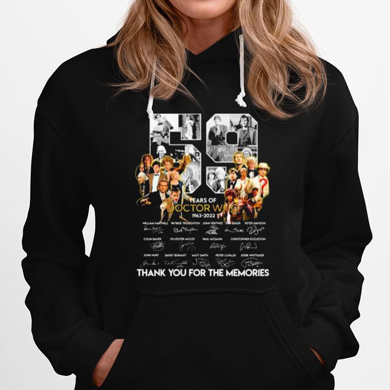59 Years Doctor Who 1963 2022 Signatures Thank You For The Memories Hoodie