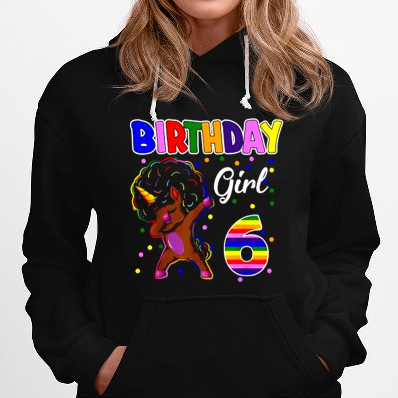 6Th Birthday Black Girl 6 Years Old Awesome Unicorn Dabbing T-Shirt