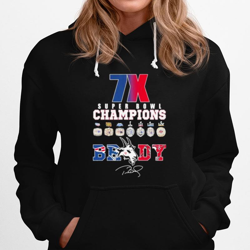 7X Super Bowl Champions Tom Brady Goat Signature T-Shirt