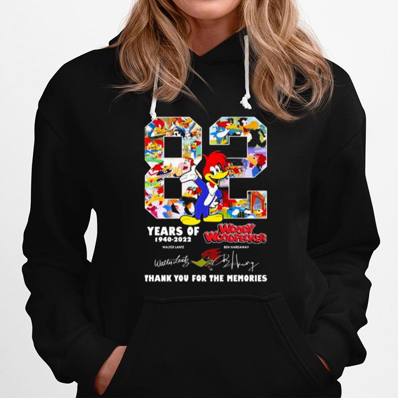82 Years Of Woody Woodpecker 1940 2022 Signature Thank You For The Memories Hoodie