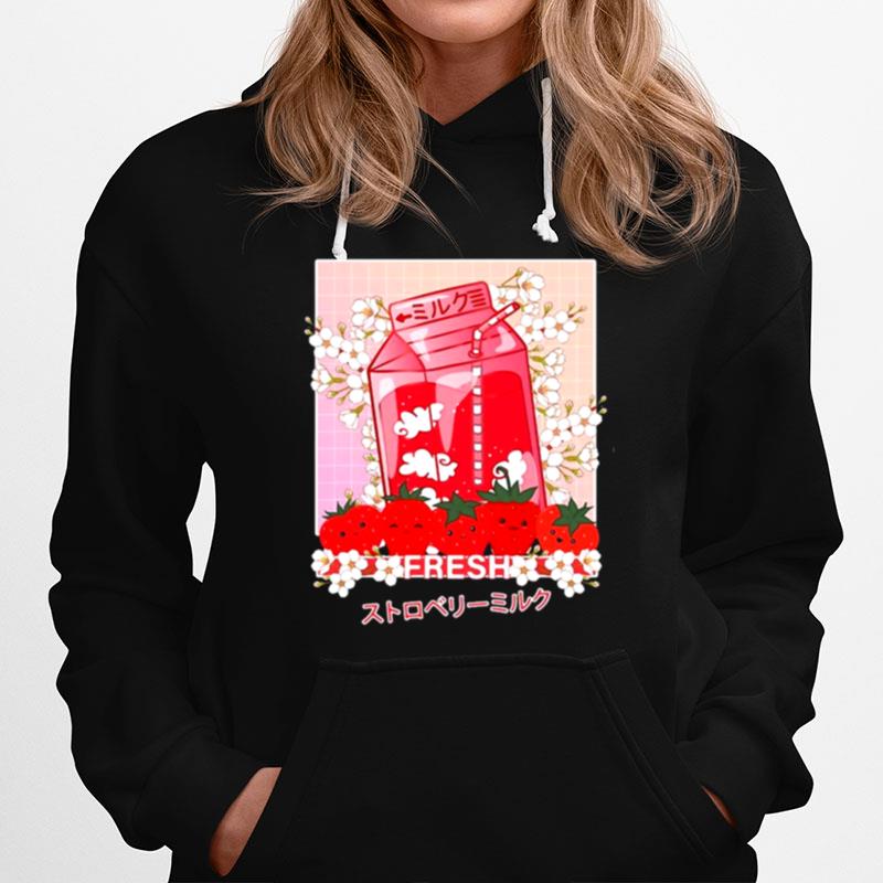 90S Strawberry Milk Shake Japanese Strawberry Milk Retro Hoodie