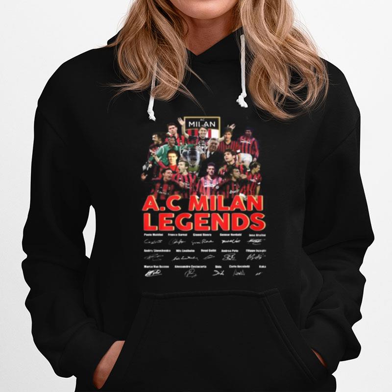 A.C Milan Legends Soccer Players Signatures Hoodie