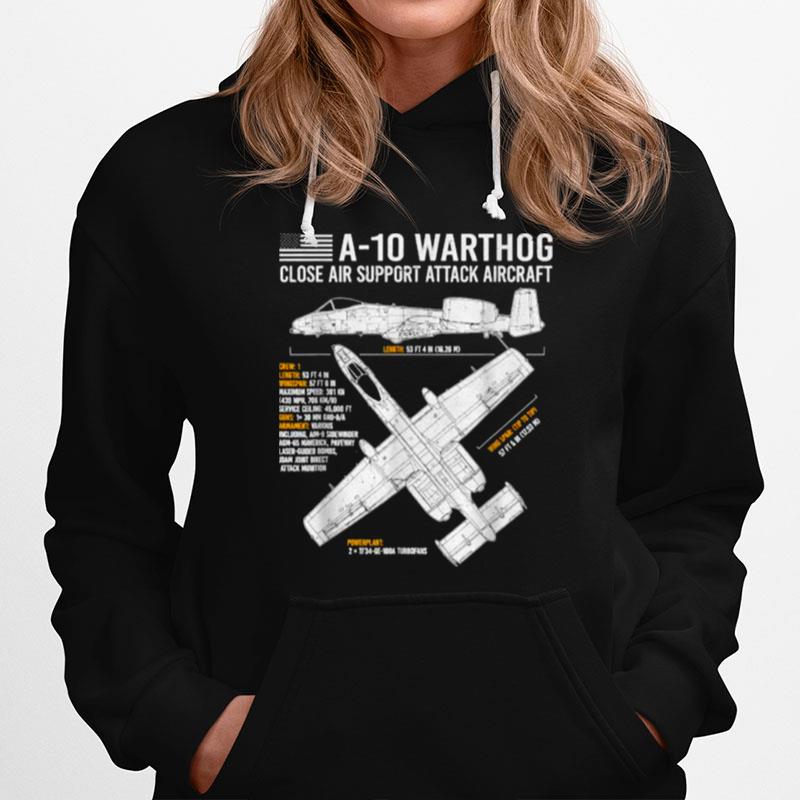 A 10 Warthog Thunderbolt Ii Aircraft Airplane Blueprint Fact Hoodie