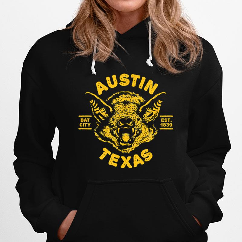 Austin Bat Bat City Texas Tx Est Established 1839 Design Hoodie