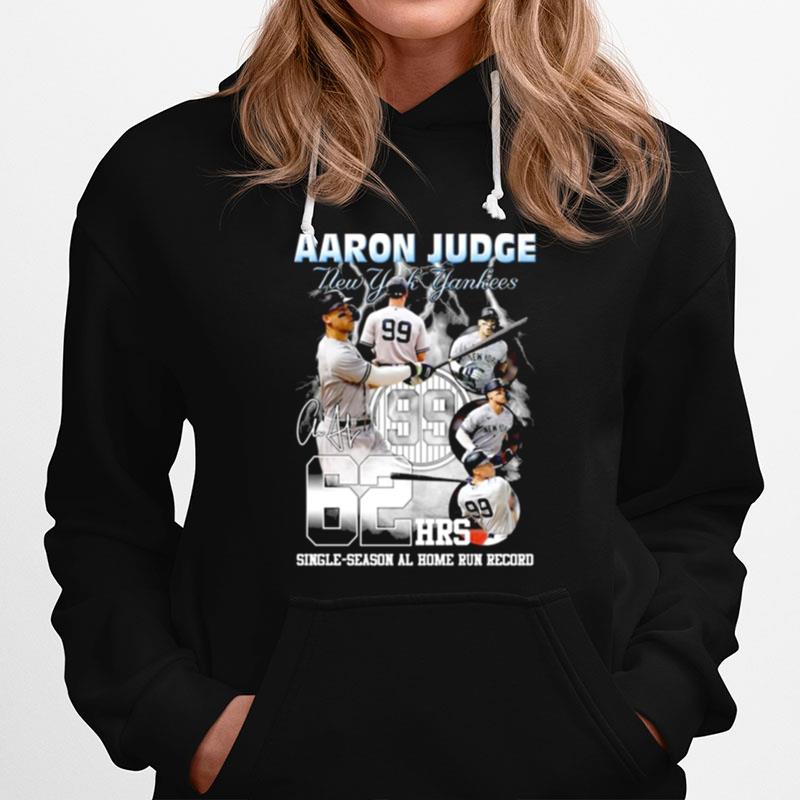 Aaron Judge New York Yankees 62 Hrs Single Season Al Home Run Record Signature T-Shirt