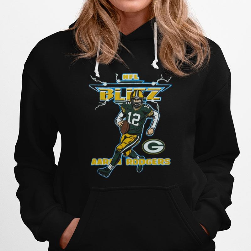 Aaron Rodgers Nfl Blitz Green Bay Packers Lighting Retro T-Shirt