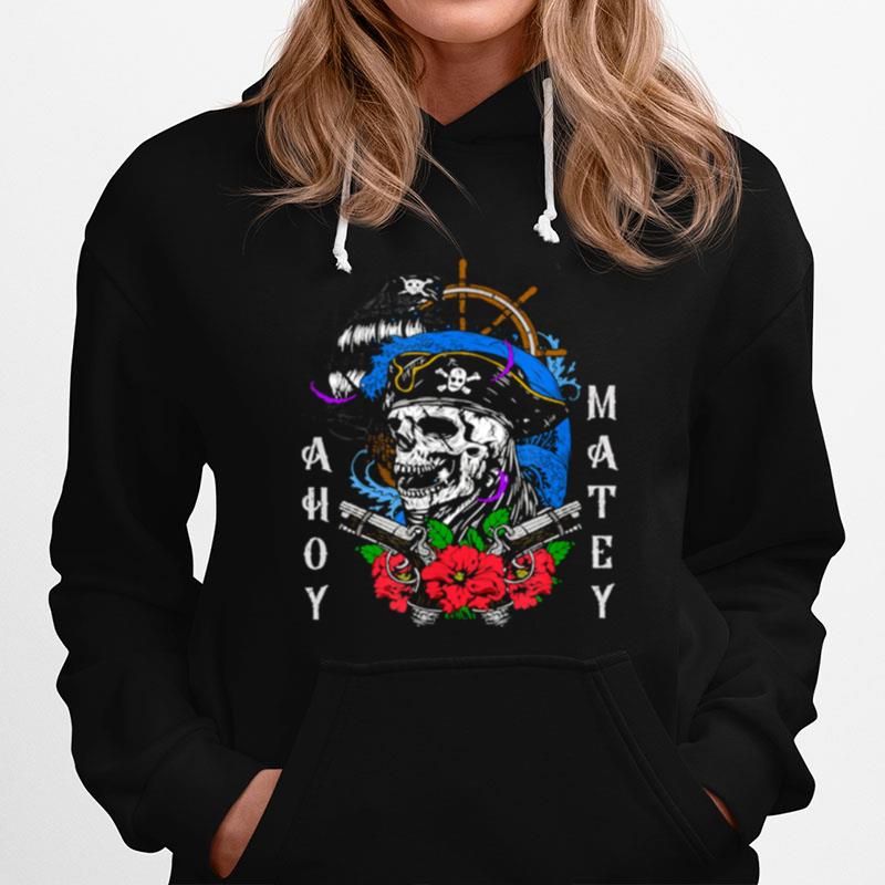 Ahoy Matey Pirate Skull Buccaneer Captain Colorful T-Shirt