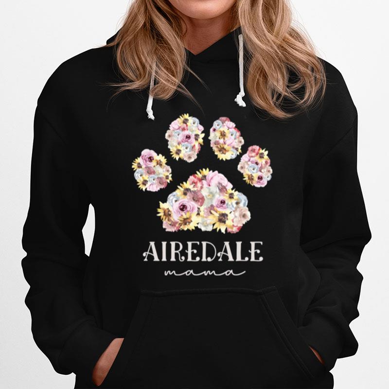 Airedale Terrier Mama Floral Paw Dog Mom Hoodie
