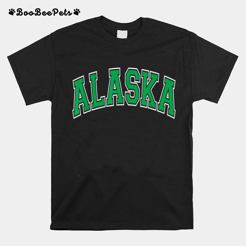 Alaska Varsity Style Green Text T-Shirt