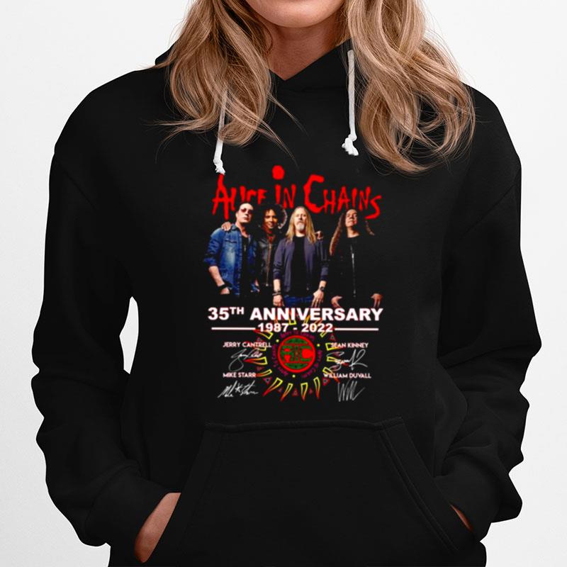 Alice In Chains Band Rock 35Th Anniversary 1987 2022 Signatures Hoodie