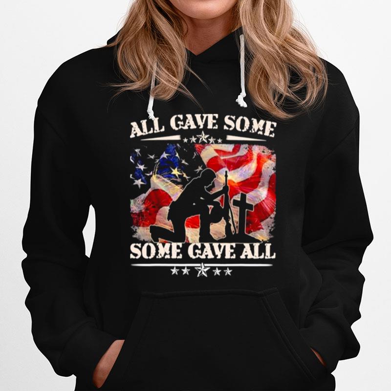 All Gave Some Some Gave All American Flag Cross Hoodie