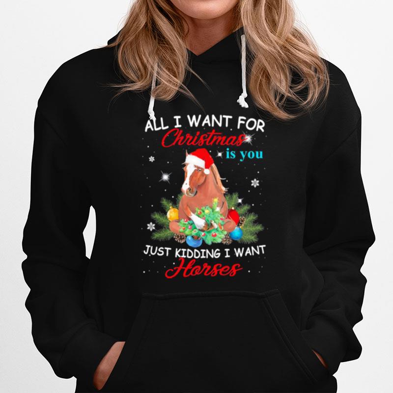 All I Want For Christmas Is You Just Kidding I Want Horses Hoodie