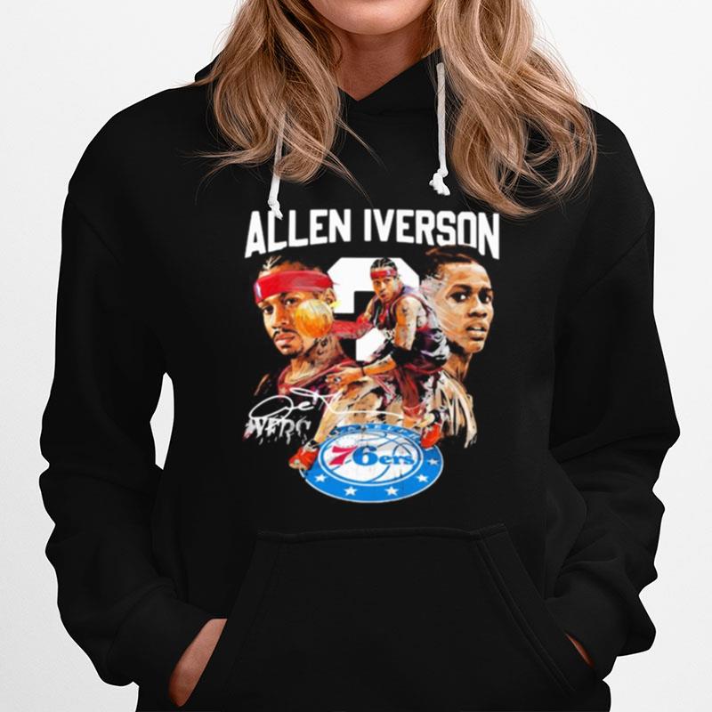 Allen Iverson Philadelphia 76Ers Basketball Player Signature Hoodie