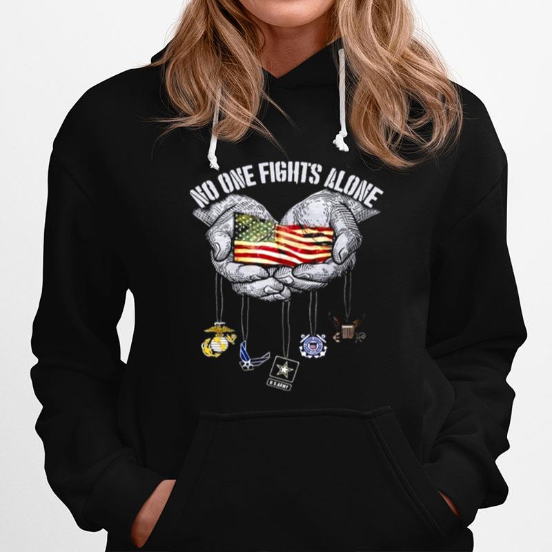 America Marine Corps Air Force Us Army Chatham Lighthouse No One Fights Alone Hoodie