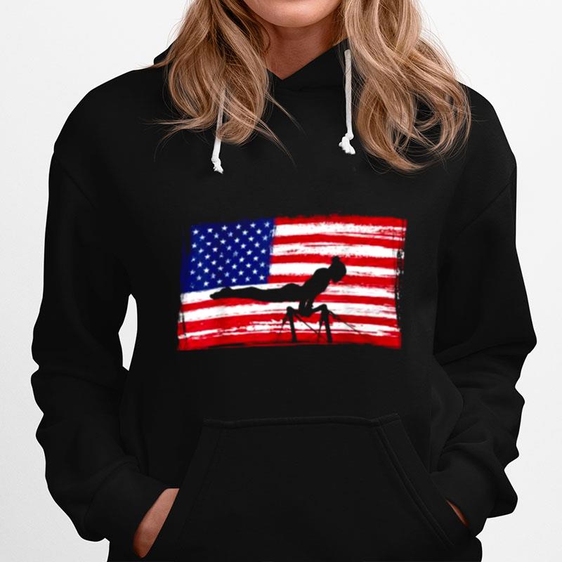 American Flag And And A Gymnast Silhouette Hoodie