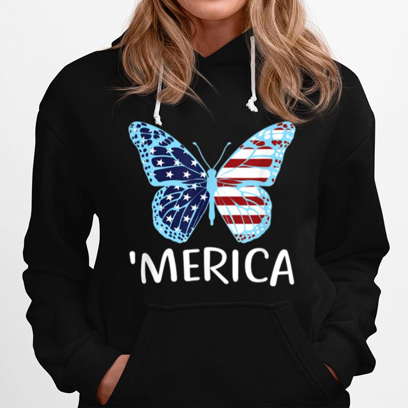 American Flag Butterfly 4Th Of July Usa Patriotic Merica T-Shirt