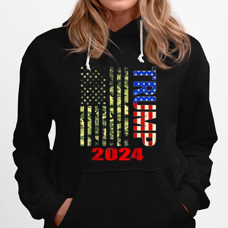 American Flag Design Trump 2024 Trumps Rally For Supporters Tee Hoodie