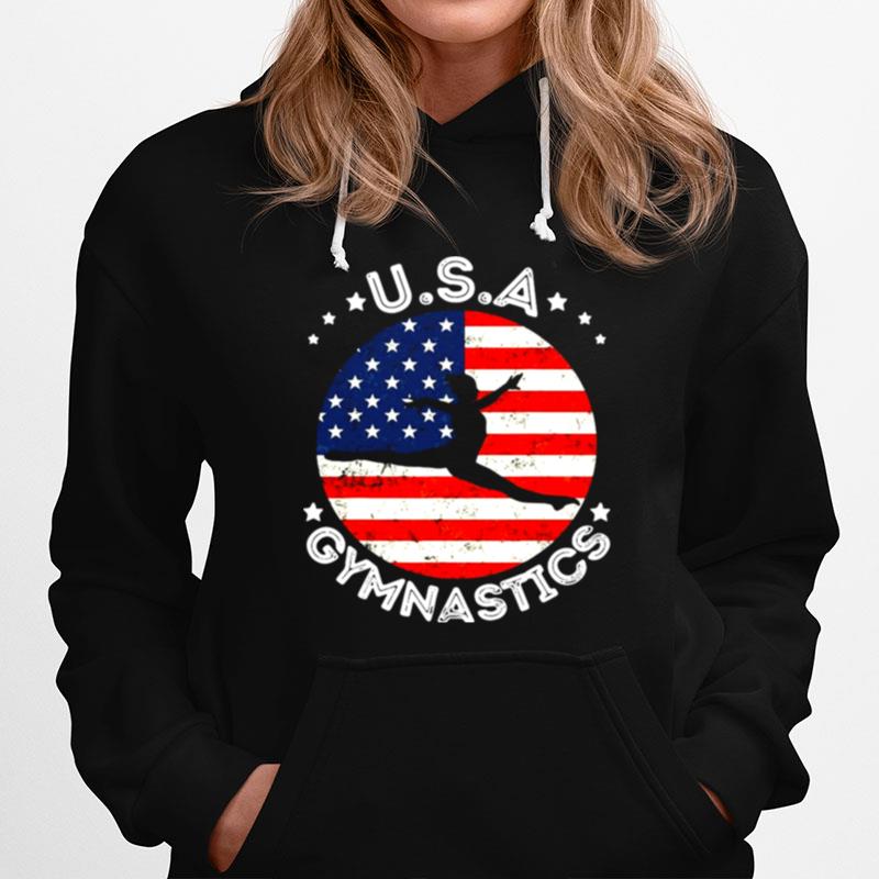 American Flag Gymnastics Team Retro Support Usa Women Gymnastt Hoodie
