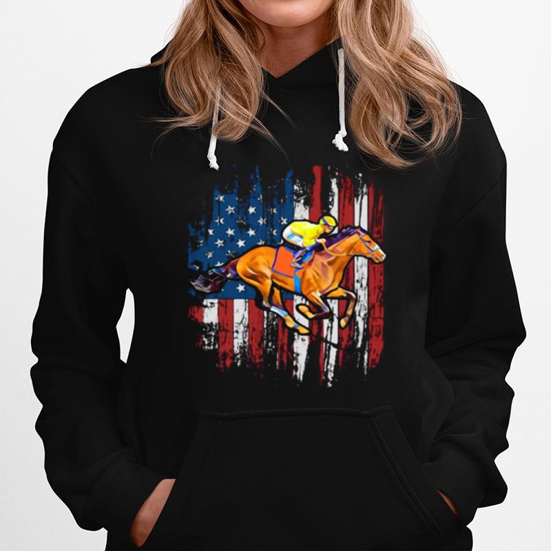 American Flag Horse Racing T-Shirt