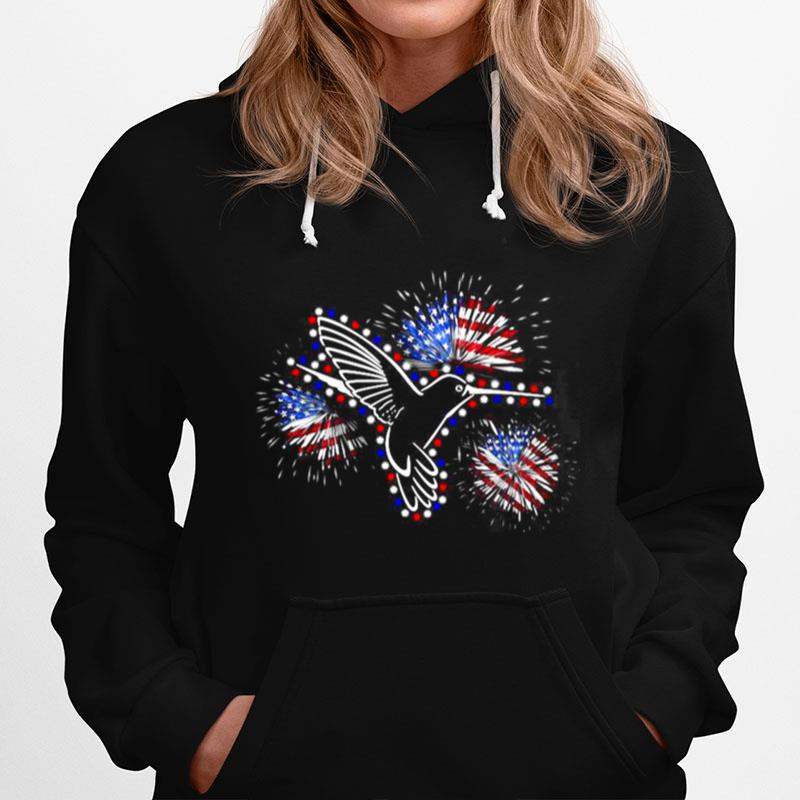 American Flag Hummingbird Flag Fireworks Bird Lover T-Shirt