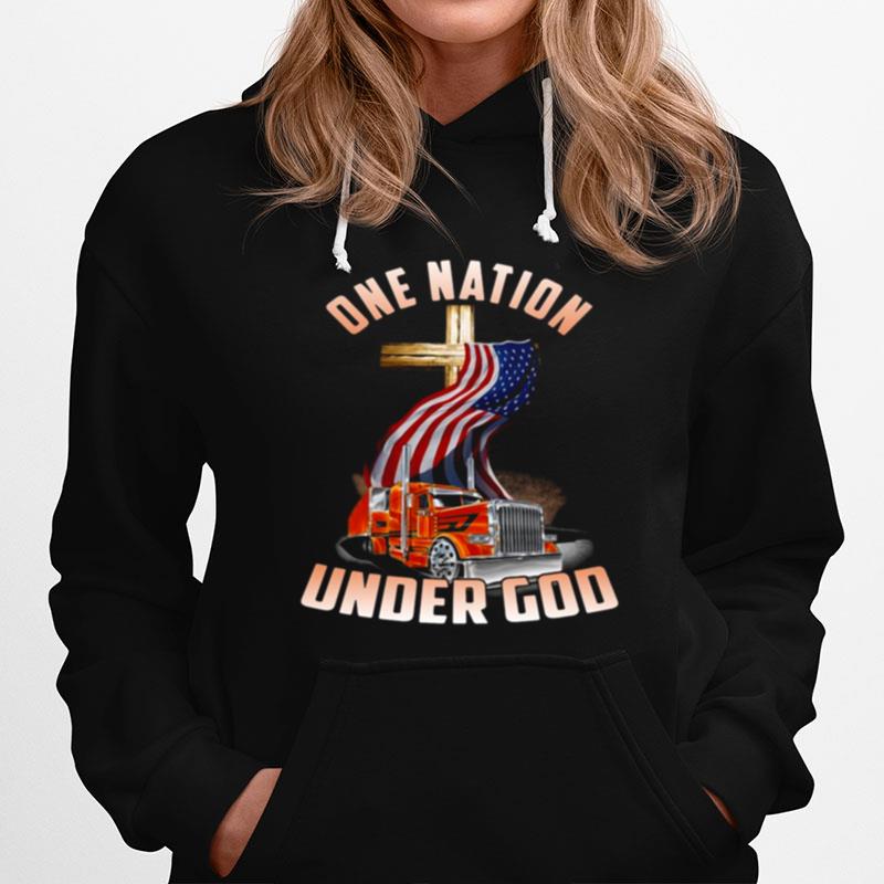 American Flag Jesus Trucker One Nation Under God Hoodie