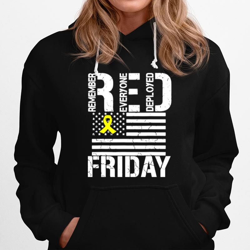 American Flag Red Remember Everyone Deployed Friday Hoodie