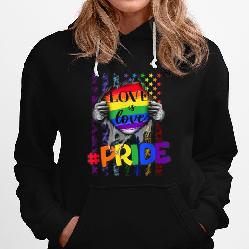 American Flag With Blood Inside Me Love Is Love Lgbt Month T-Shirt