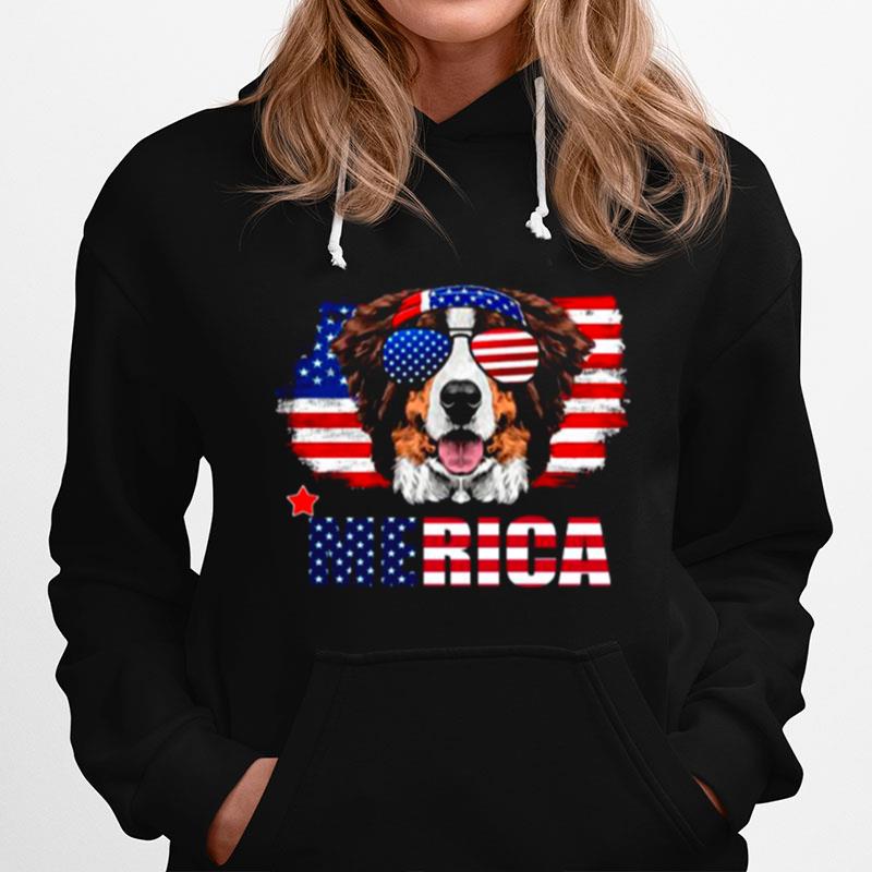 American Flag With Dog Merica Hoodie