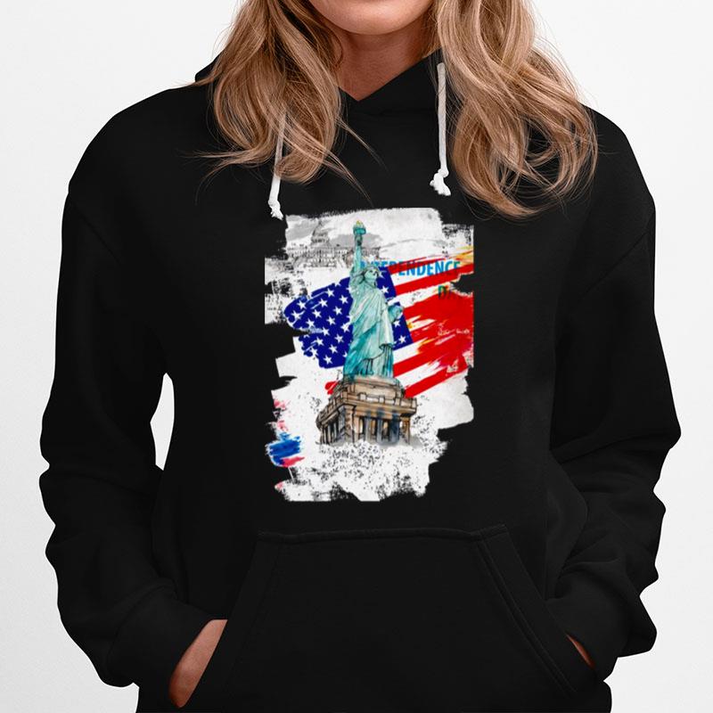 American Flag With Liberty Statue Hoodie